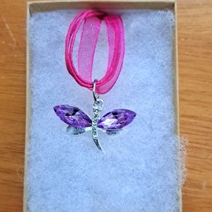 Amethyst Crystal Dragonfly Necklace